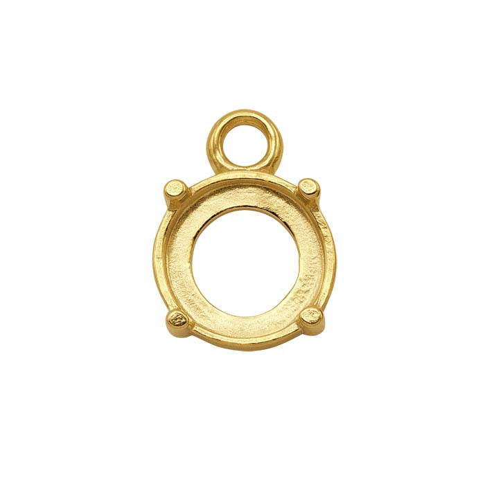 14K Yellow Round Cabochon Component Mountings with Ring