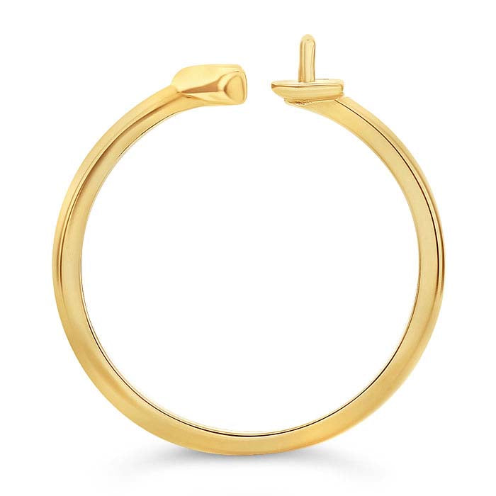 14K Yellow Gold Crescent Moon Pearl Ring Mounting