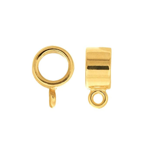 14K Yellow Gold Tube Pendant Bail with Perpendicular Ring