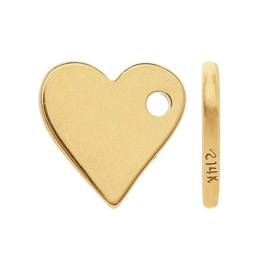 14K Yellow Gold Heart Charm