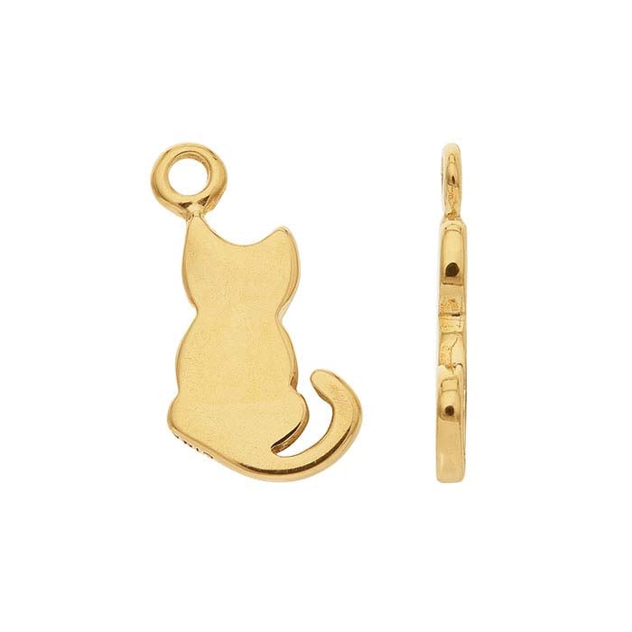 14K Yellow Gold Cat Charm