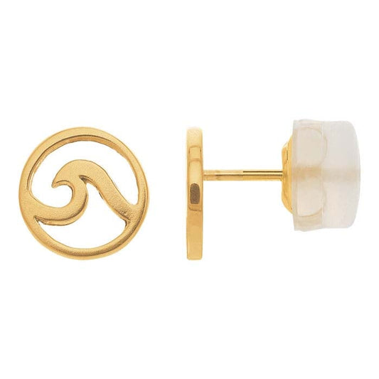 14K Yellow Gold Wave Post Earring