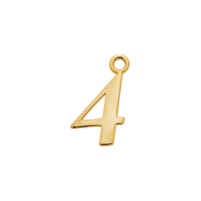 14K Yellow Gold Number Charm