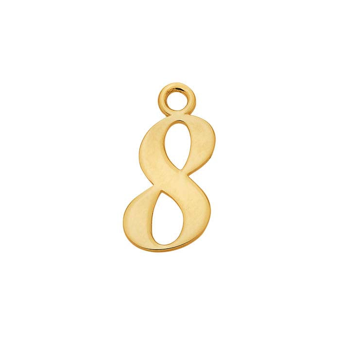 14K Yellow Gold Number Charm