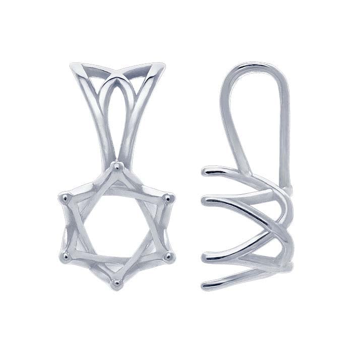 14K White Gold Round Swirl Heart Pendant Mounting