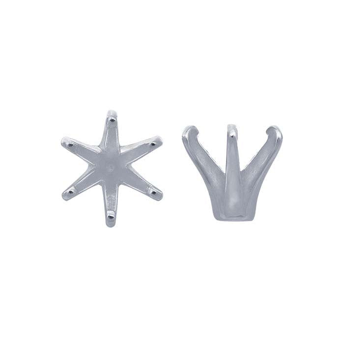 14K Hvidguld 4mm Rund 6-Klo Indfatning