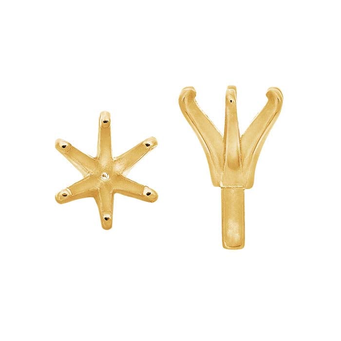 14K Gult Guld 7mm Rund 6-Klo Indfatning med Tap