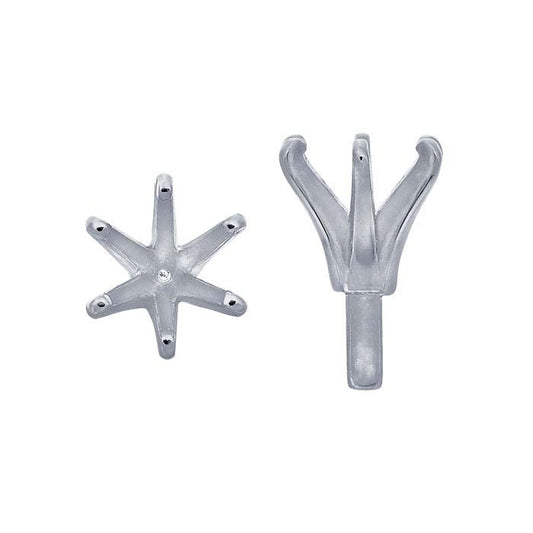 ذهب أبيض عيار 14 قيراط 4 مم دائري بتثبيت 6 مخالب مع دبوس