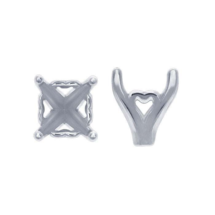 Gold Round Heart Scroll 4-Prong Setting