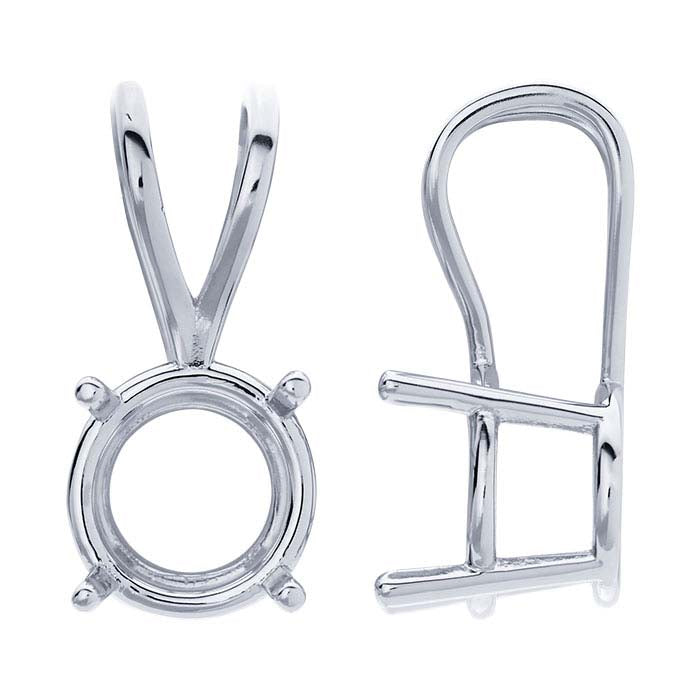 14K White Gold Round Basket Pendant Mounting