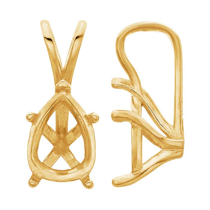 14K Gold Pear Pendant Mounting