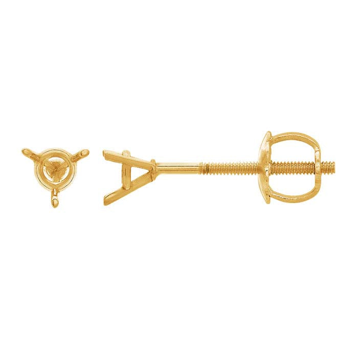 Gold Threaded Round Post Earring Mounting