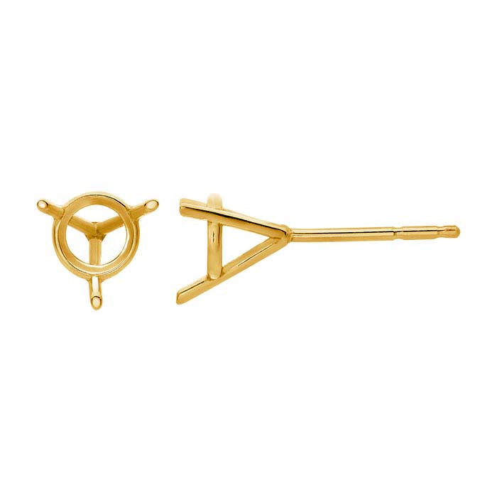 Gold Round Post Earring Mounting