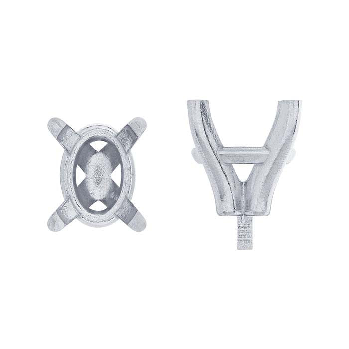 14K White Gold Oval 4-Prong Setting with Peg