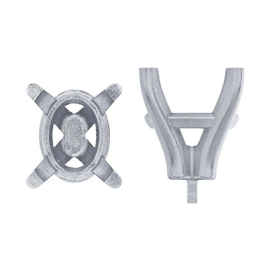 14K White Gold Oval 4-Prong Setting with Peg