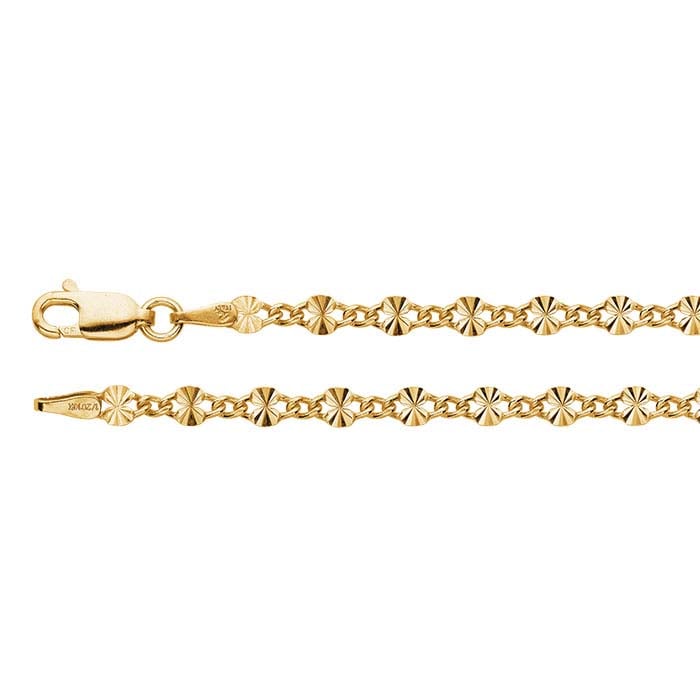14/20 Yellow Gold-Filled Patterned Long & Short Chain