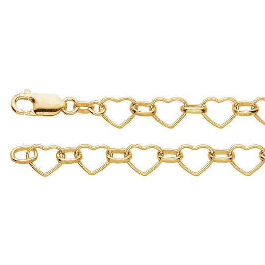 14/20 Gult Gullfylt 7,8 mm Hjerteledd Kabelkjede