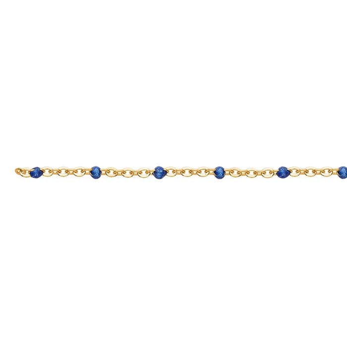 14/20 Yellow Gold-Filled Blue Enameled Cable Chain, By the Foot