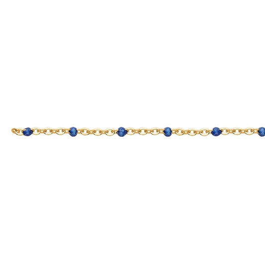 14/20 Yellow Gold-Filled Blue Enameled Cable Chain, By the Foot