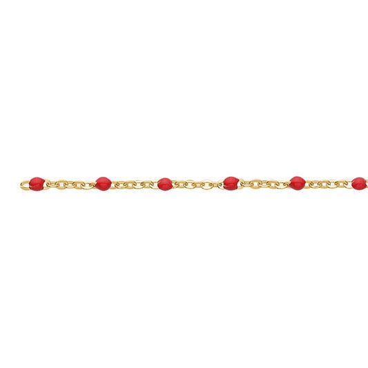 14/20 Yellow Gold-Filled Red Enameled Cable Chain, By the Foot