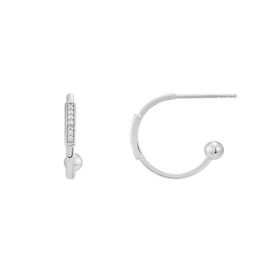 Diamond-Set 3/4 Hoop Earring with Ball