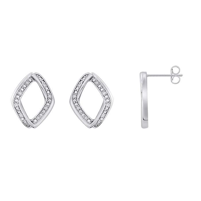 Diamond-Set Diamond-Shaped Post Earrings