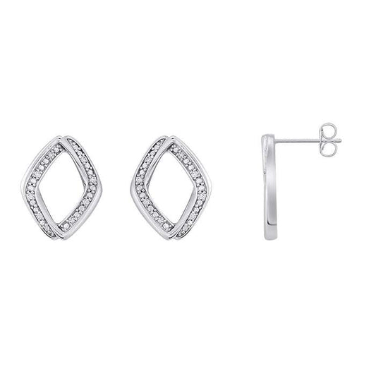 Diamond-Set Diamond-Shaped Post Earrings