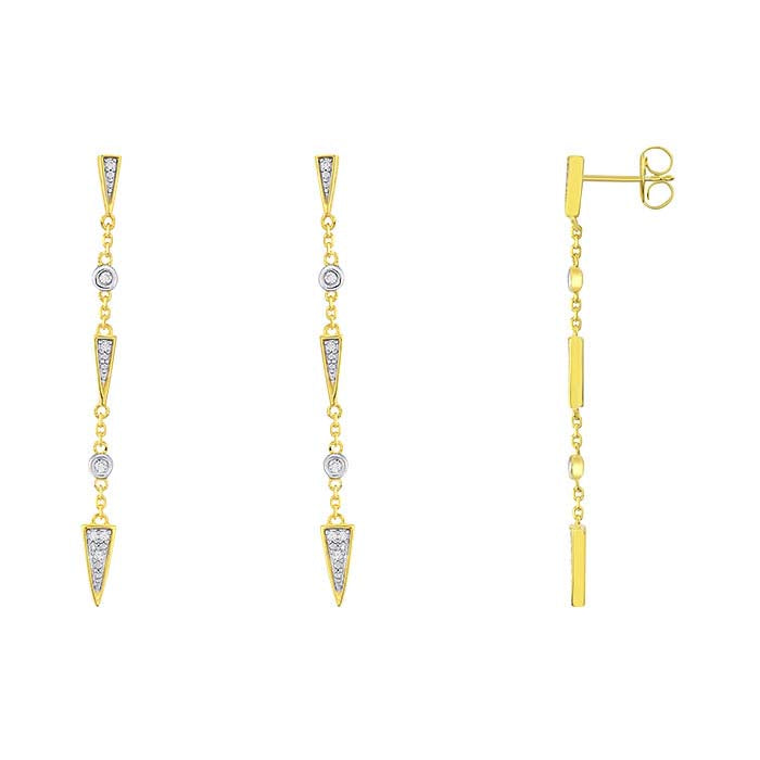 Lab-Grown Diamond-Set Arrow Drop Post Earrings