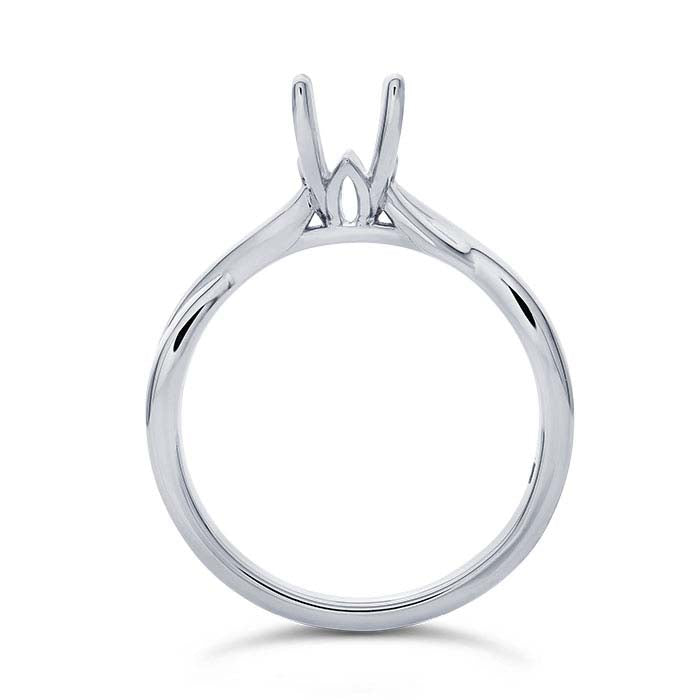 Platinum Emerald-Cut Engagement Ring Mounting