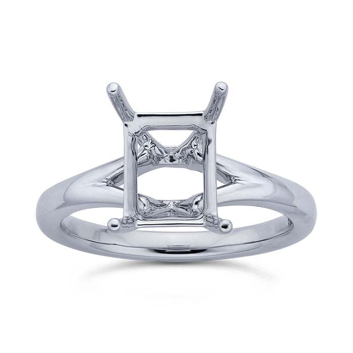 Platinum Emerald-Cut Engagement Ring Mounting