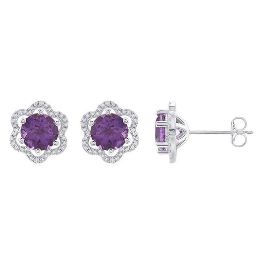 Gemstone- & Lab-Grown Diamond-Set Post Earrings