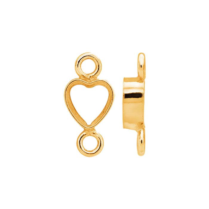 14/20 Yellow Gold-Filled Heart Bezel Link Component Mounting