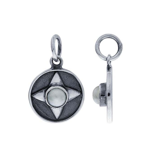 Sterling Silver North Star Charm with Pearl