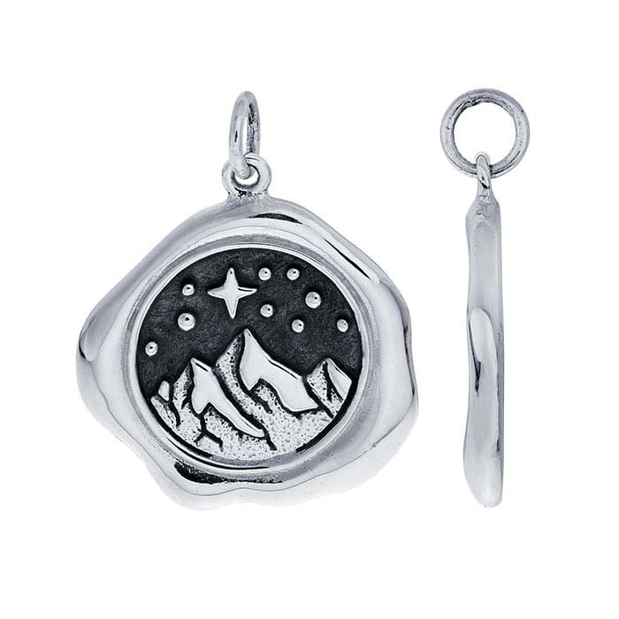 Sterling Silver Mountain Wax Seal Pendant