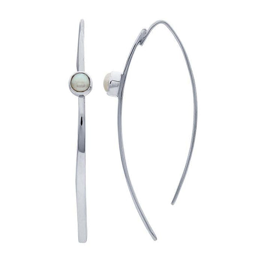 Sterling Silver Long Marquis with Pearl Earring