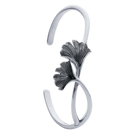 Sterling Silver Ginko Leaves Cuff Bracelet