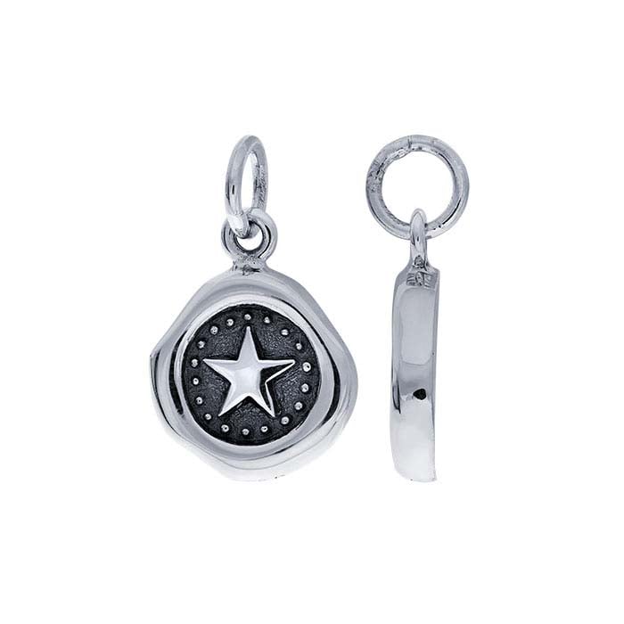 Sterling Silver Star Wax Seal Coin Charm