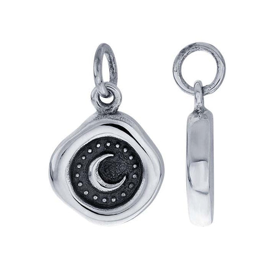 Sterling Silver Crescent Moon Wax Seal Charm