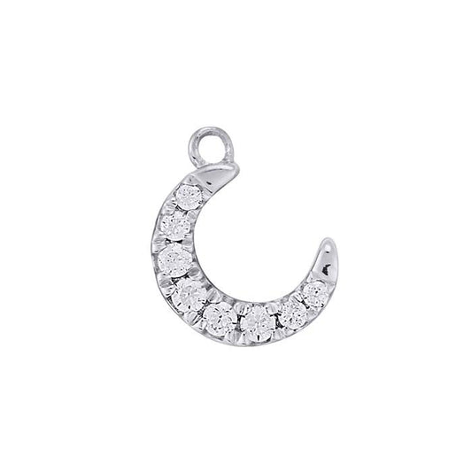 Sterling Silver CZ-Set Moon Charm
