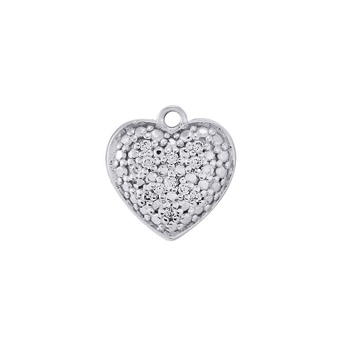 Sterling Silver CZ-Set Heart Charm
