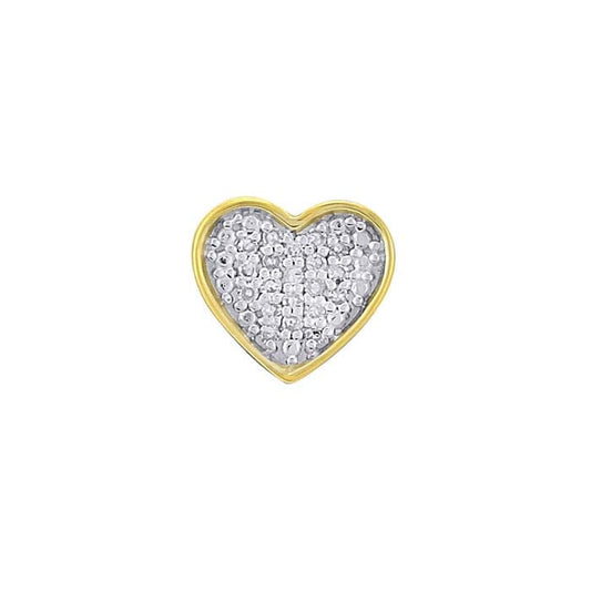 Sterling Silver Yellow Gold-Plated CZ-Set Heart Charm