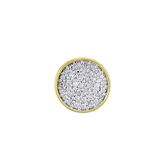 Sterling Silver Yellow Gold-Plated CZ-Set Round Charm