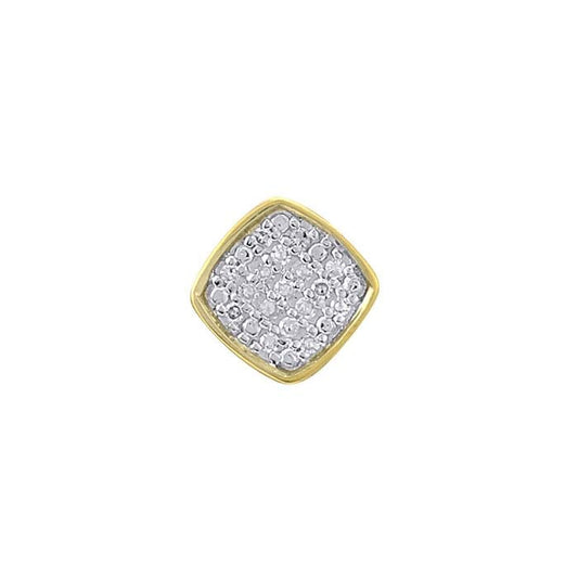 Sterling Silver Yellow Gold-Plated CZ-Set Square Charm