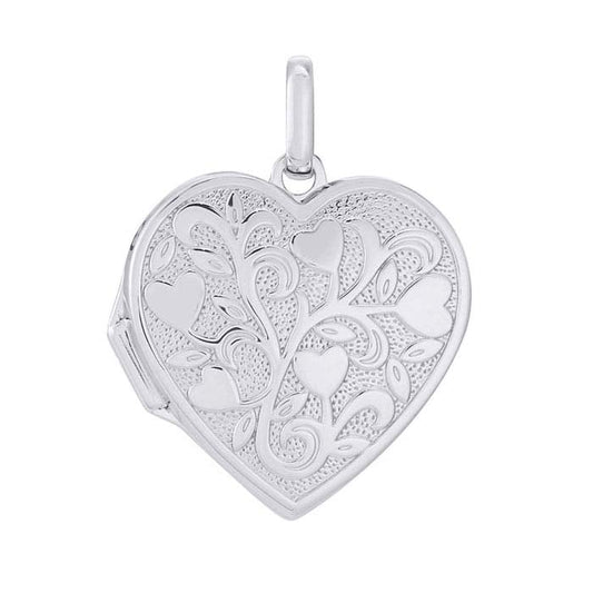 Sterling Silver Heart Locket Pendant with Hearts