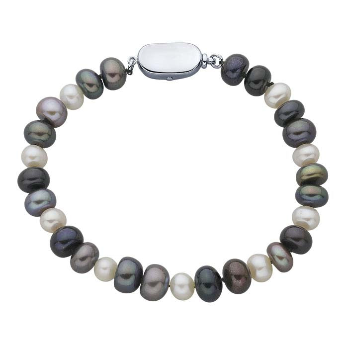 Cultured 7– Back & White Pearl Bracelet