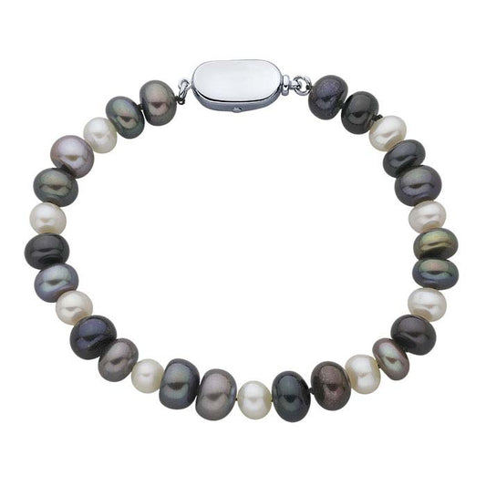 Cultured 7– Back & White Pearl Bracelet