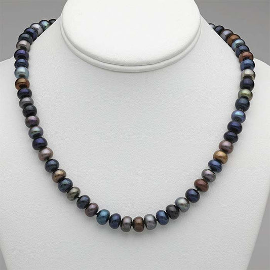 Kultivuotų 9– daugių spalvų perlų vėrinys