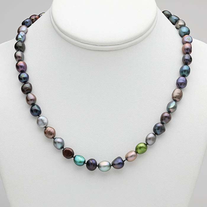 عقد لؤلؤ باروك متعدد الألوان مزروع 8–9 مم