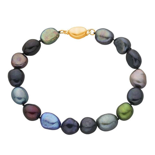Pulsera de perlas barrocas cultivadas multicolor de 8–9 mm