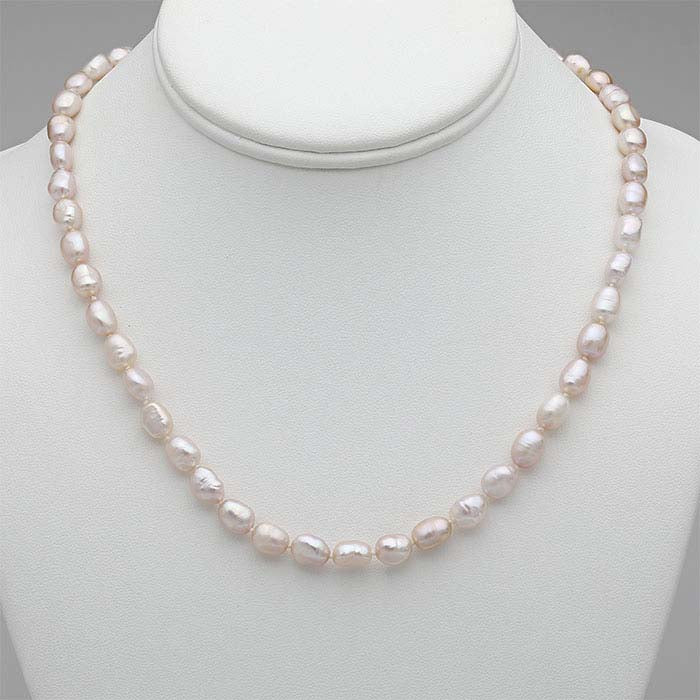 Natural 6– Orange/Pink Baroque Pearl Necklace